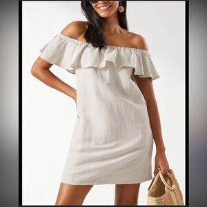 Tommy Bahama Off-Shoulder Cream Mini Dress